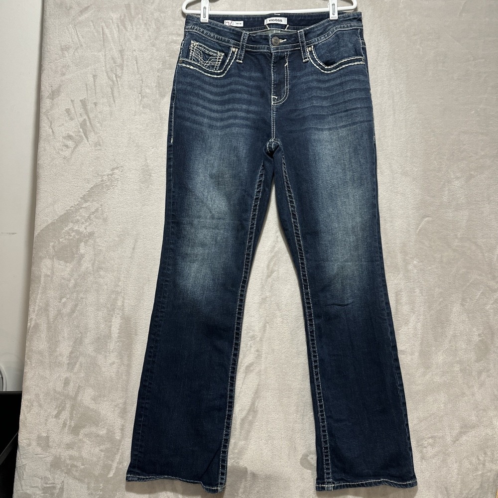 Vigoss Boot Cut Denim Jean Women's Size 14 Mid Rise V Pocket Embroidered